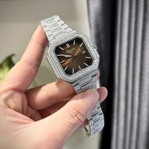 Đồng Hồ Patek Philippe Cubitus 5821 Mặt Nâu Đính Full Kim Cương Moissanite Hong Kong 45mm (2)