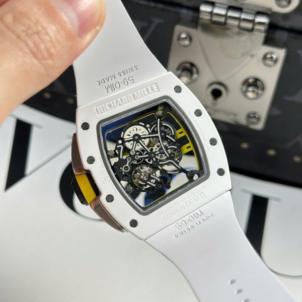 Đồng Hồ Richard Mille Replica 11 RM61-01 Manual Winding Yohan Blake Vỏ Gốm Trắng ZF 42.7x50 (2)