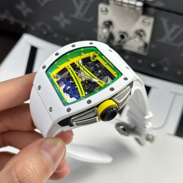 Đồng Hồ Richard Mille Replica 11 RM61-01 Manual Winding Yohan Blake Vỏ Gốm Trắng ZF 42.7x50 (2)