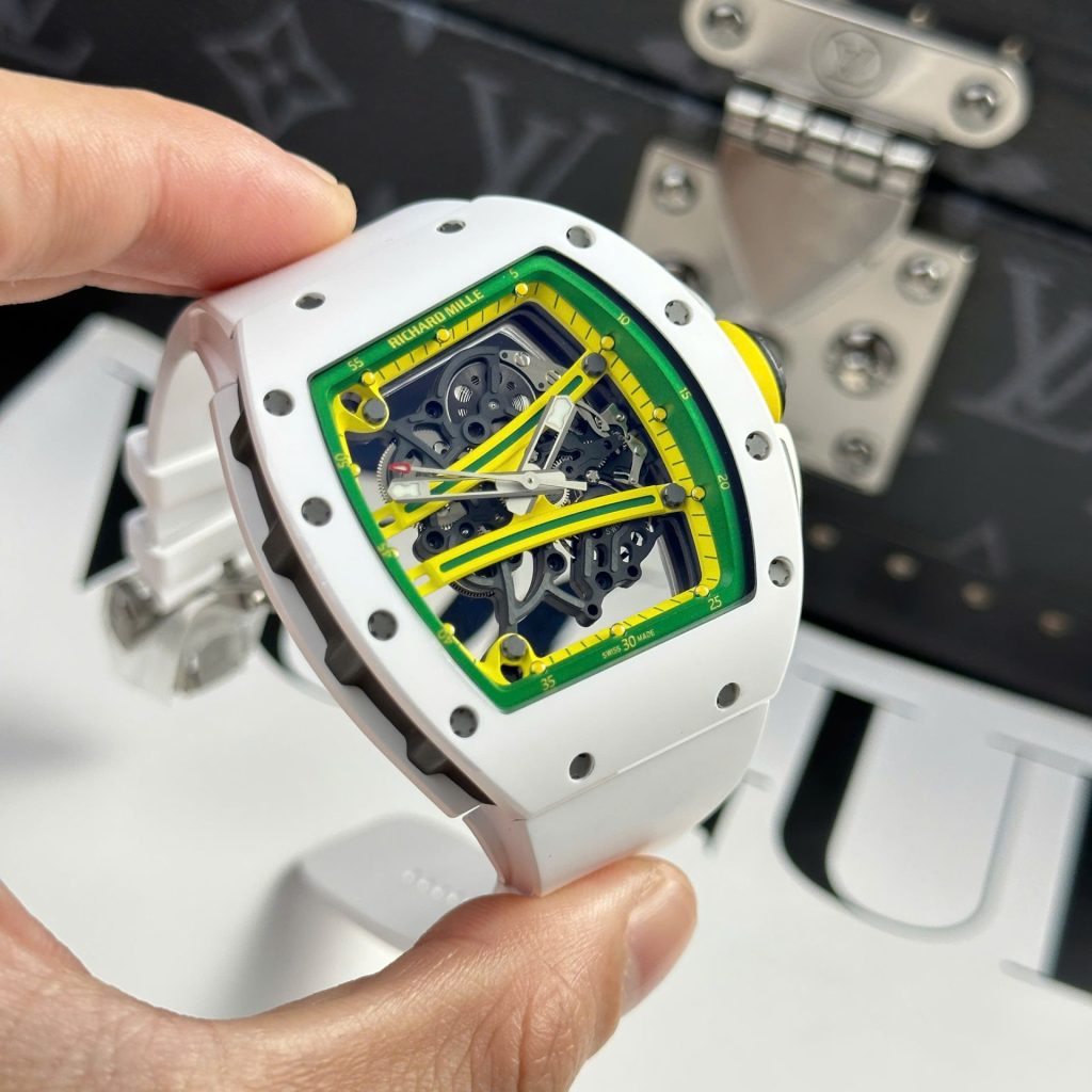 Đồng Hồ Richard Mille Replica 11 RM61-01 Manual Winding Yohan Blake Vỏ Gốm Trắng ZF 42.7x50 (2)