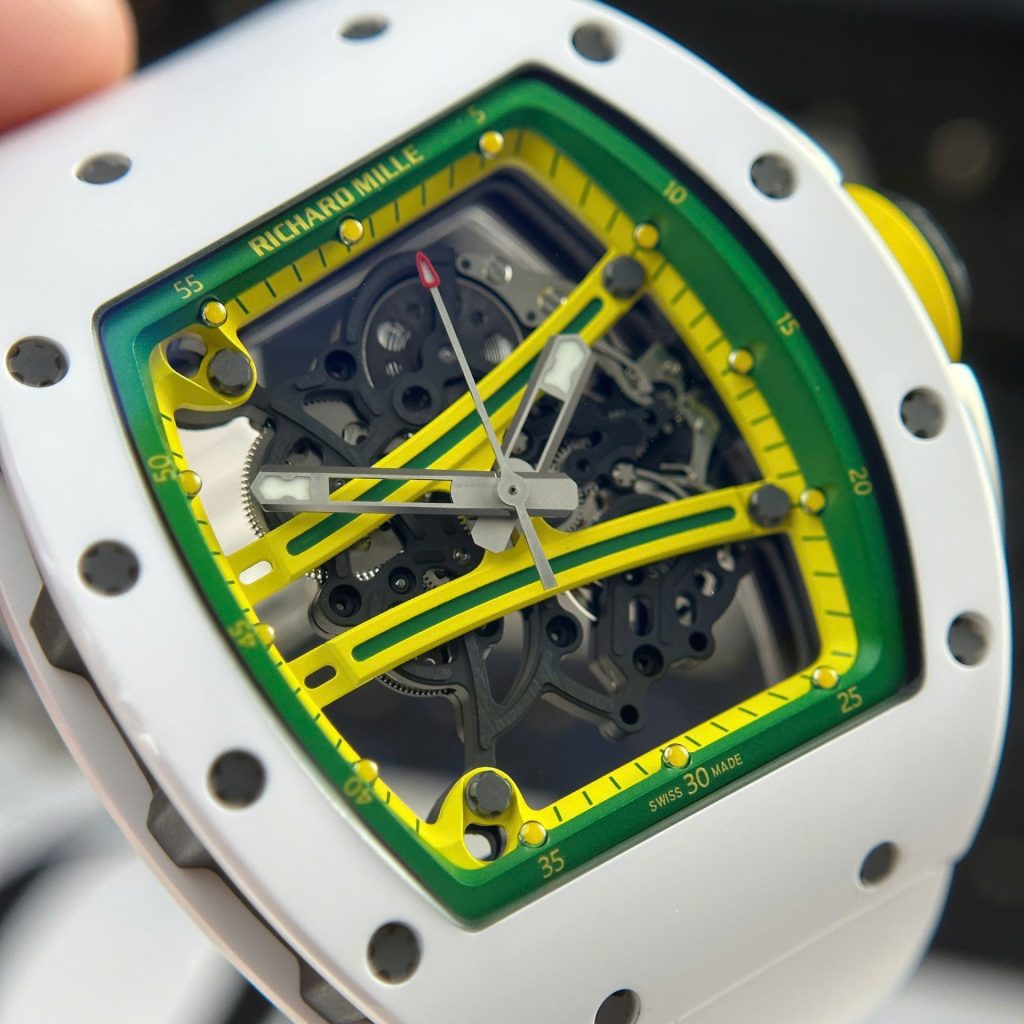 Đồng Hồ Richard Mille Replica 11 RM61-01 Manual Winding Yohan Blake Vỏ Gốm Trắng ZF 42.7x50 (2)