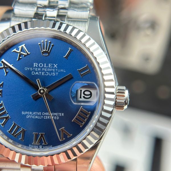 Đồng Hồ Rolex DateJust Clone 11 Mặt Xanh Blue Cọc Số La Mã Nhà Máy THB 31mm (2)