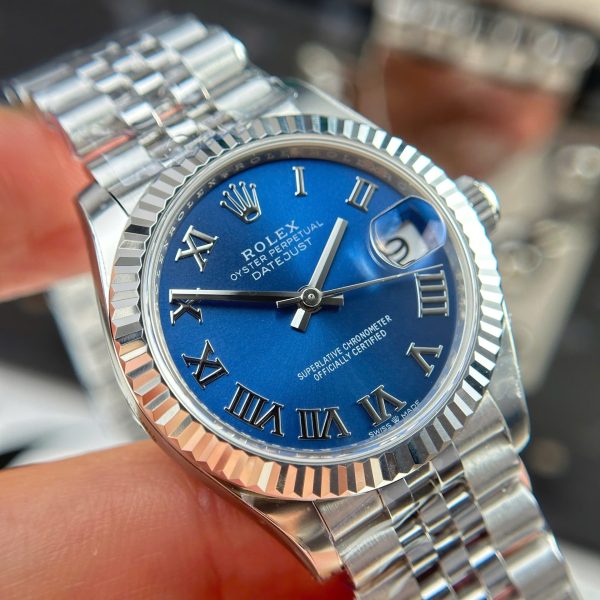 Đồng Hồ Rolex DateJust Clone 11 Mặt Xanh Blue Cọc Số La Mã Nhà Máy THB 31mm (2)