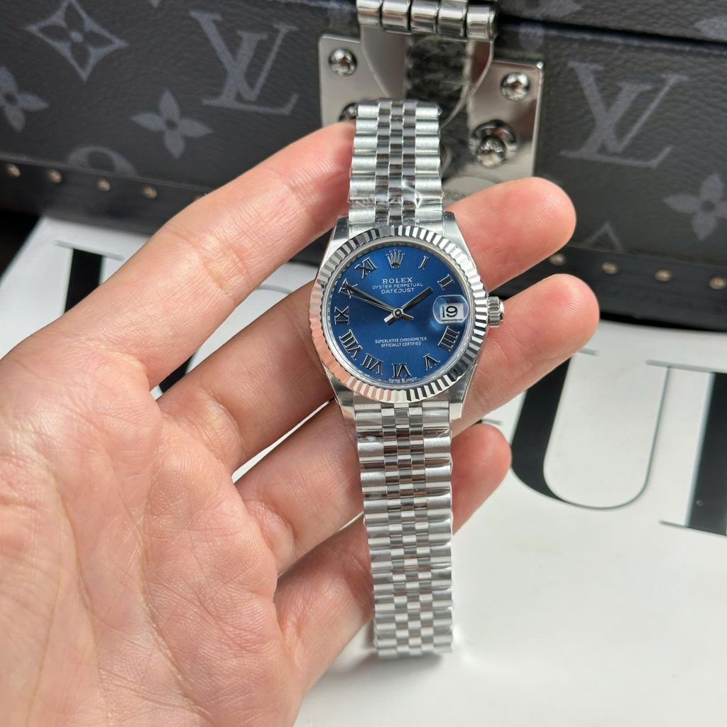 Đồng Hồ Rolex DateJust Clone 11 Mặt Xanh Blue Cọc Số La Mã Nhà Máy THB 31mm (2)