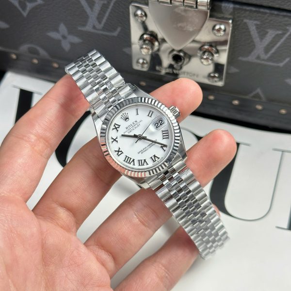 Đồng Hồ Rolex DateJust Fake 11 Cao Cấp Mặt Trắng Cọc Số La Mã Nhà Máy THB 31mm (1)