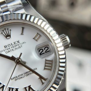 Đồng Hồ Rolex DateJust Fake 11 Cao Cấp Mặt Trắng Cọc Số La Mã Nhà Máy THB 31mm (2)