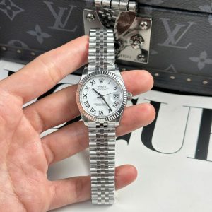 Đồng Hồ Rolex DateJust Fake 11 Cao Cấp Mặt Trắng Cọc Số La Mã Nhà Máy THB 31mm (2)