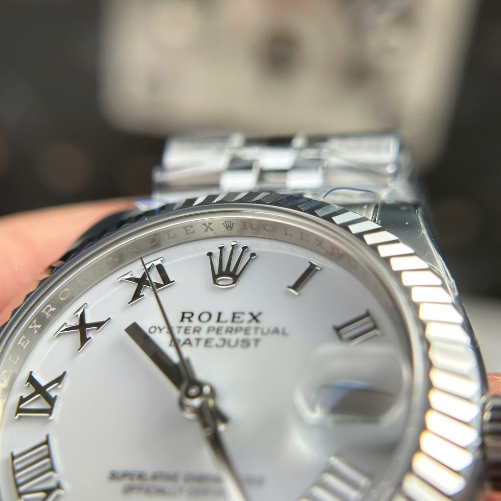 Đồng Hồ Rolex DateJust Fake 11 Cao Cấp Mặt Trắng Cọc Số La Mã Nhà Máy THB 31mm (2)