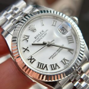 Đồng Hồ Rolex DateJust Fake 11 Cao Cấp Mặt Trắng Cọc Số La Mã Nhà Máy THB 31mm (2)