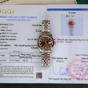 Đồng Hồ Rolex DateJust Lady Chế Tác Bọc Vàng Thật Mặt Chocolate Nhà Máy GM 28mm (2)