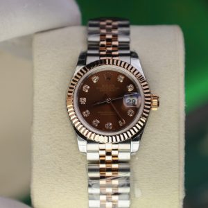 Đồng Hồ Rolex DateJust Lady Chế Tác Bọc Vàng Thật Mặt Chocolate Nhà Máy GM 28mm (2)