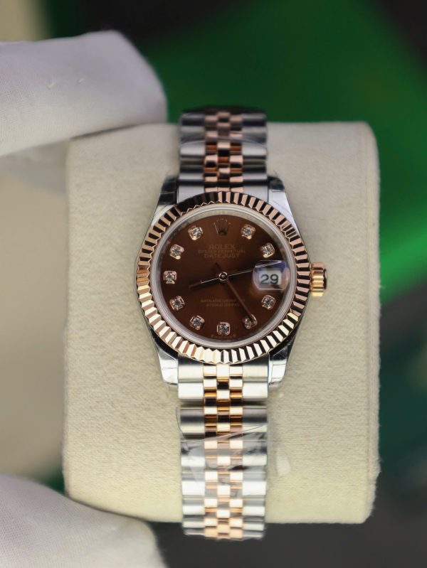 Đồng Hồ Rolex DateJust Lady Chế Tác Bọc Vàng Thật Mặt Chocolate Nhà Máy GM 28mm (2)