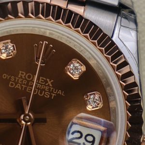 Đồng Hồ Rolex DateJust Lady Chế Tác Bọc Vàng Thật Mặt Chocolate Nhà Máy GM 28mm (2)