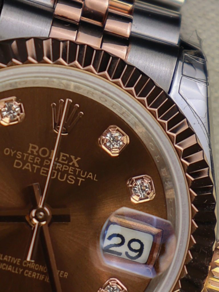 Đồng Hồ Rolex DateJust Lady Chế Tác Bọc Vàng Thật Mặt Chocolate Nhà Máy GM 28mm (2)