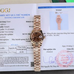 Đồng Hồ Rolex DateJust Nữ Chế Tác Bọc Vàng Thật Mặt Chocolate Nhà Máy GM 28mm (2)