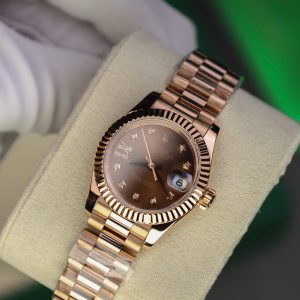 Đồng Hồ Rolex DateJust Nữ Chế Tác Bọc Vàng Thật Mặt Chocolate Nhà Máy GM 28mm (2)