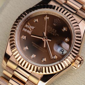 Đồng Hồ Rolex DateJust Nữ Chế Tác Bọc Vàng Thật Mặt Chocolate Nhà Máy GM 28mm (2)