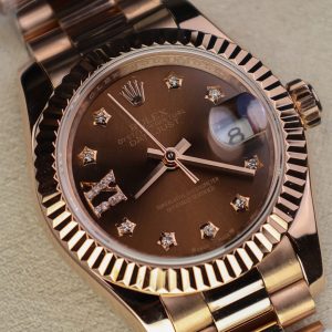 Đồng Hồ Rolex DateJust Nữ Chế Tác Bọc Vàng Thật Mặt Chocolate Nhà Máy GM 28mm (2)