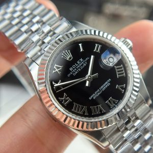 Đồng Hồ Rolex DateJust Replica 11 Mặt Đen Cọc Số La Mã Nhà Máy THB 31mm (2)