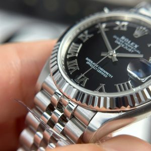 Đồng Hồ Rolex DateJust Replica 11 Mặt Đen Cọc Số La Mã Nhà Máy THB 31mm (2)