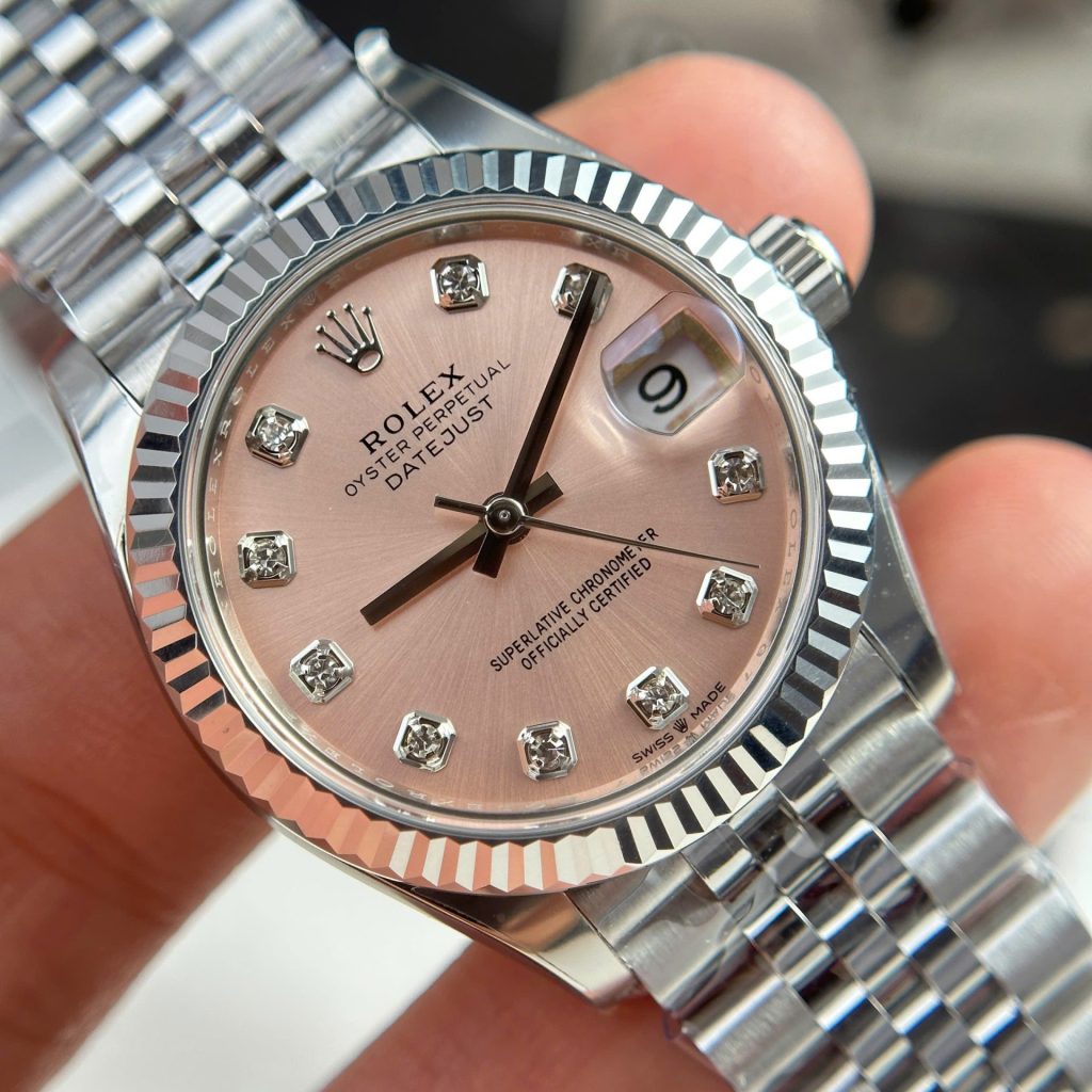 Đồng Hồ Rolex DateJust Replica 11 Mặt Số Màu Hồng Dây Jubilee Nhà Máy THB 31mm (2)