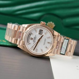 Đồng Hồ Rolex Day-Date Replica 11 Mạ Vàng Hồng Mặt MOP Nhà Máy QF 36mm (2)