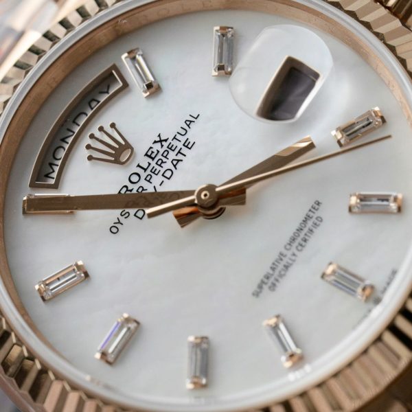 Đồng Hồ Rolex Day-Date Replica 11 Mạ Vàng Hồng Mặt MOP Nhà Máy QF 36mm (2)