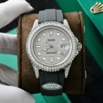 Đồng Hồ Rolex Yacht-Master Chế Tác Full Kim Cương Moissanite Dây Cao Su 42mm (2)