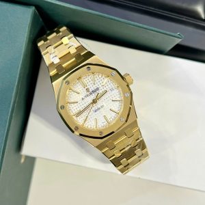 Đồng Hồ Audemars Piguet Replica 11 Royal Oak 15450 Mạ Vàng Mặt Trắng IPF 37mm (2)