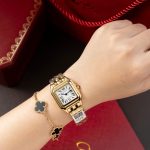 Đồng Hồ Cartier Panthere WGPN0009 Replica 11 Mạ Vàng Gold Mặt Trắng 27x37mm (2)