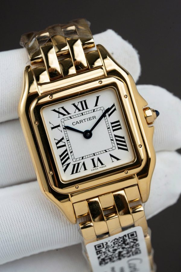 Đồng Hồ Cartier Panthere WGPN0009 Replica 11 Mạ Vàng Gold Mặt Trắng 27x37mm (2)
