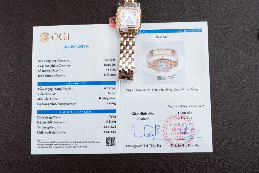 Đồng Hồ Cartier Panthere WJPN0009 Replica 11 Mạ Vàng Hồng Viền Đính Kim Cương Moissanite 27x37mm (2)