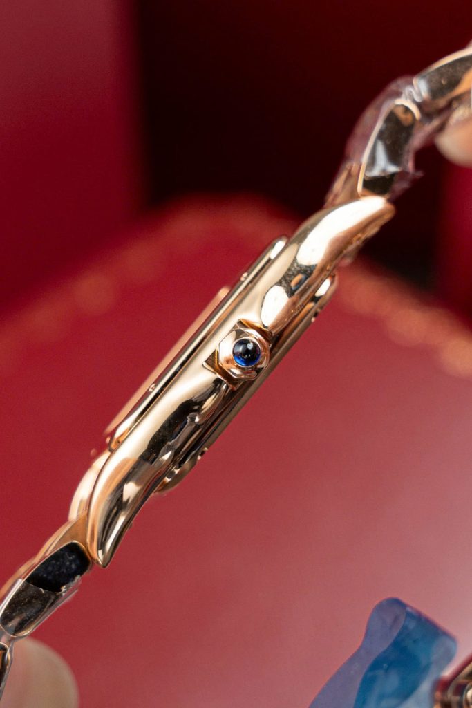 Đồng Hồ Cartier Panthere WJPN0009 Replica 11 Mạ Vàng Hồng Viền Đính Kim Cương Moissanite 27x37mm (2)