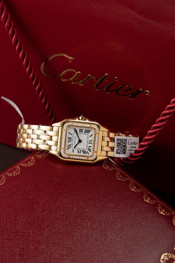 Đồng Hồ Cartier Panthere WJPN0015 Mặt Trắng Chế Tác Vành Kim Cương Moissanite 27x37mm (2)