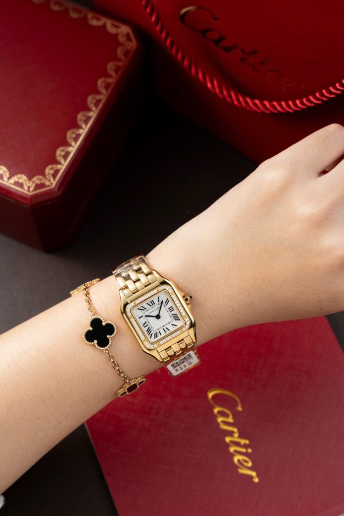 Đồng Hồ Cartier Panthere WJPN0015 Mặt Trắng Chế Tác Vành Kim Cương Moissanite 27x37mm (2)