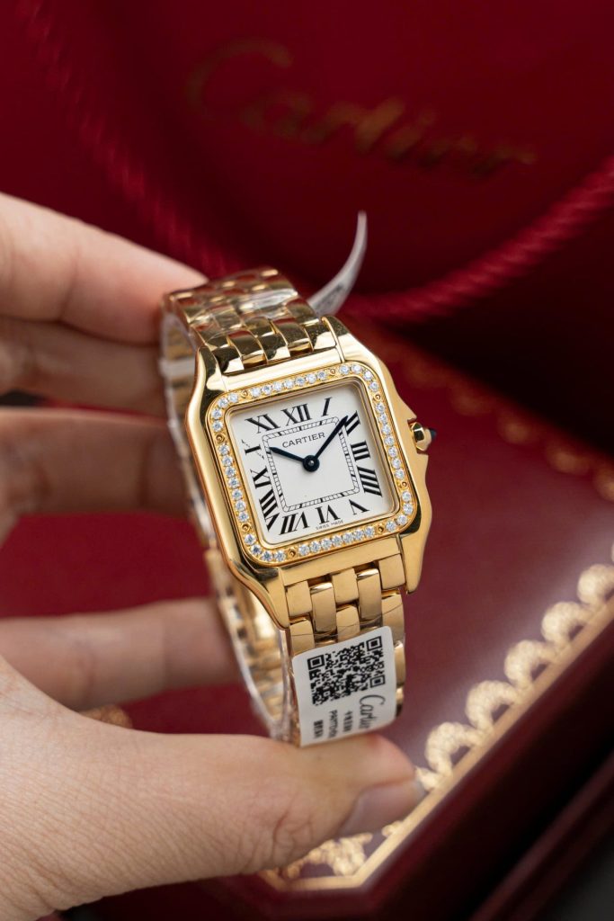 Đồng Hồ Cartier Panthere WJPN0015 Mặt Trắng Chế Tác Vành Kim Cương Moissanite 27x37mm (2)