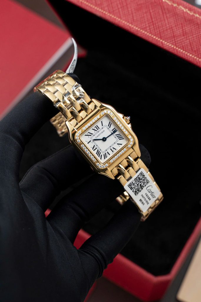 Đồng Hồ Cartier Panthere WJPN0015 Mặt Trắng Chế Tác Vành Kim Cương Moissanite 27x37mm (2)
