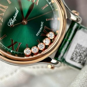 Đồng Hồ Chopard Chế Tác Happy Sport Mặt Đá Xoay Máy Cơ Nữ Màu Xanh Lá Cây 36mm (2)