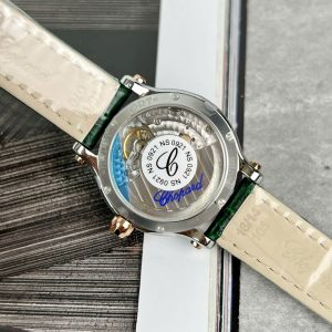 Đồng Hồ Chopard Chế Tác Happy Sport Mặt Đá Xoay Máy Cơ Nữ Màu Xanh Lá Cây 36mm (2)