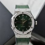 Đồng Hồ Hublot Classic Fusion Đính Full Đá Màu Xanh Lá Cây Xưởng HB 42mm (1)