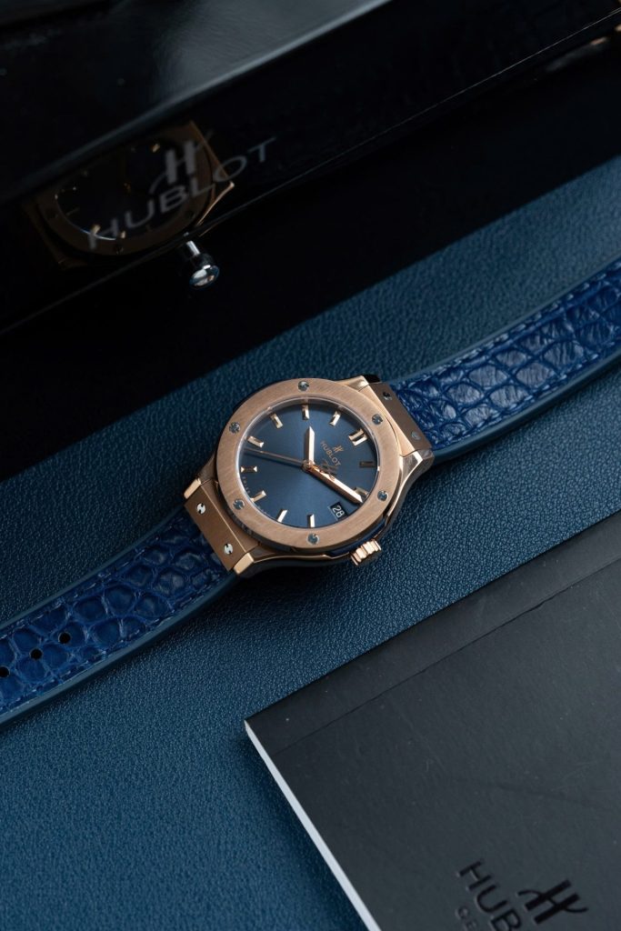 Đồng Hồ Hublot Replica 11 Classic Fusion King Gold Mặt Xanh Blue 33mm (2)