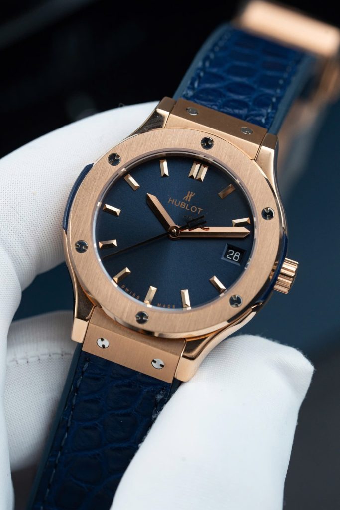 Đồng Hồ Hublot Replica 11 Classic Fusion King Gold Mặt Xanh Blue 33mm (2)