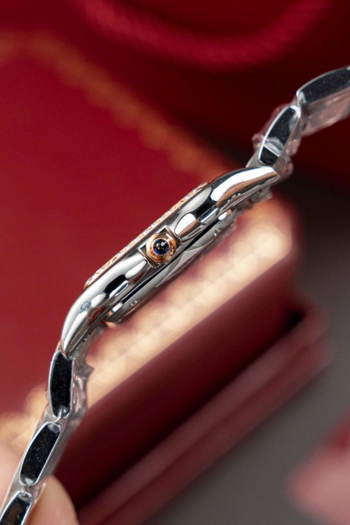 Đồng Hồ Nữ Cartier Panthere WSPN007 Chế Tác Demi Vàng Hồng Viền Đính Moissanite 27x37mm (2)