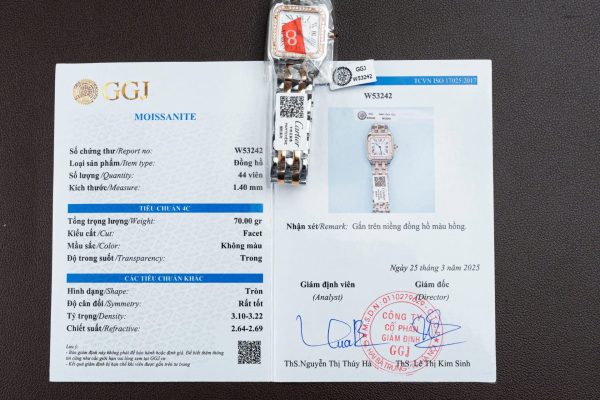 Đồng Hồ Nữ Cartier Panthere WSPN007 Chế Tác Demi Vàng Hồng Viền Đính Moissanite 27x37mm (2)