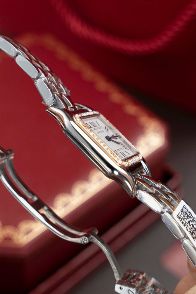 Đồng Hồ Nữ Cartier Panthere WSPN007 Chế Tác Demi Vàng Hồng Viền Đính Moissanite 27x37mm (2)
