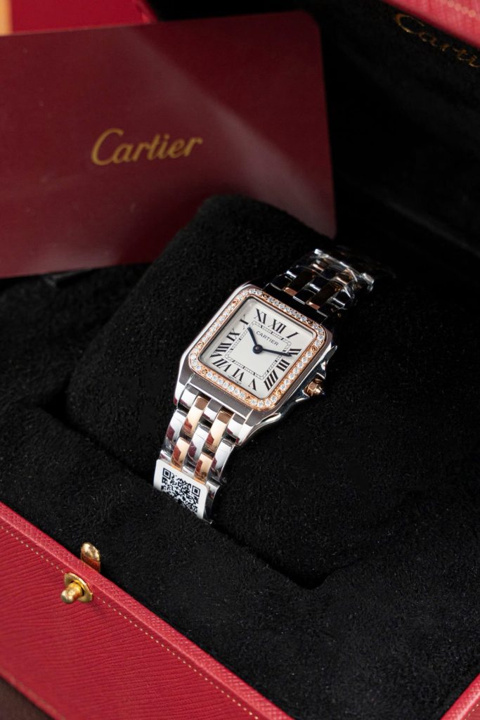 Đồng Hồ Nữ Cartier Panthere WSPN007 Chế Tác Demi Vàng Hồng Viền Đính Moissanite 27x37mm (2)