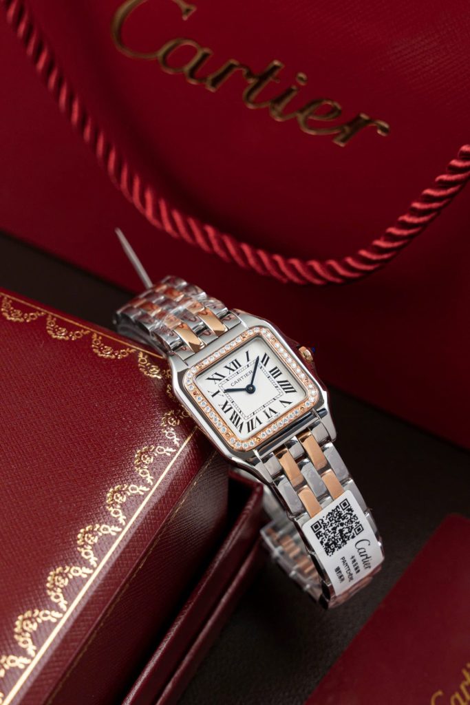 Đồng Hồ Nữ Cartier Panthere WSPN007 Chế Tác Demi Vàng Hồng Viền Đính Moissanite 27x37mm (2)