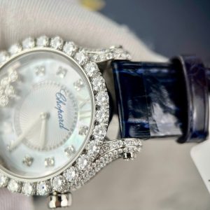 Đồng Hồ Nữ Chopard Chế Tác Đính Kim Cương Moissanite Hong Kong 34mm (1)