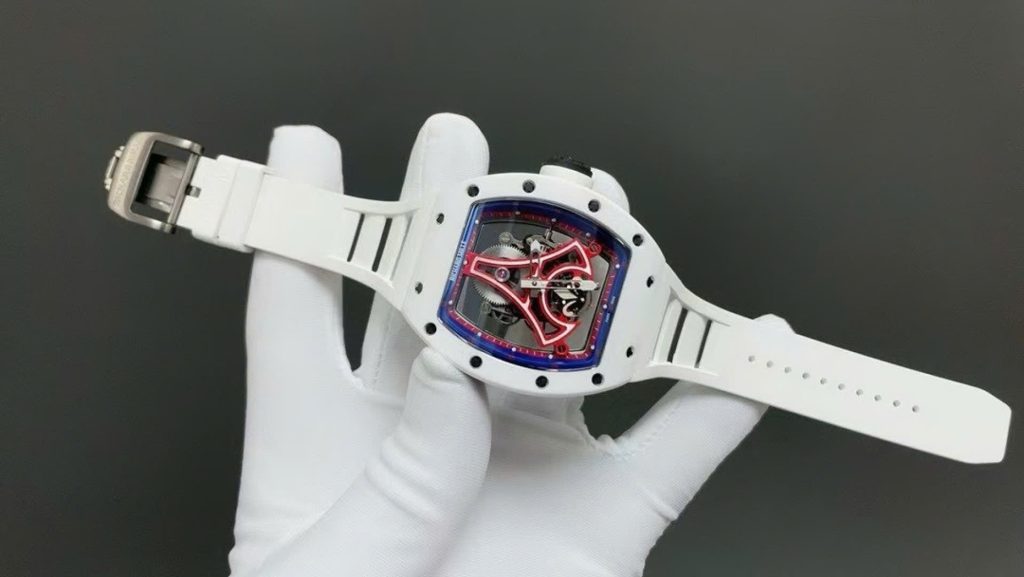 Đồng Hồ Richard Mille RM52-03 Paris Saint-Germain Tourbillon Replica Gốm Trắng 40x48mm (1)