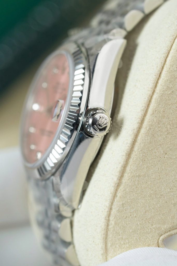 Đồng Hồ Rolex DateJust Lady Replica 11 Mặt Hồng Cọc Số Đính Đá 31mm (2)